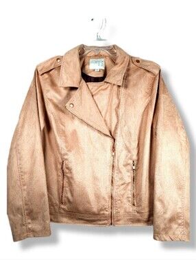 Pink Faux Suede Moto Jacket Size 3X A New Day Feminine Soft Girl Barbiecore